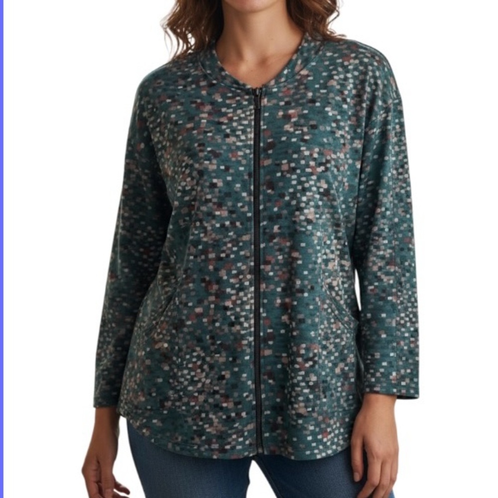 Christopher & Banks Geometric Zip-Up Jacket/top